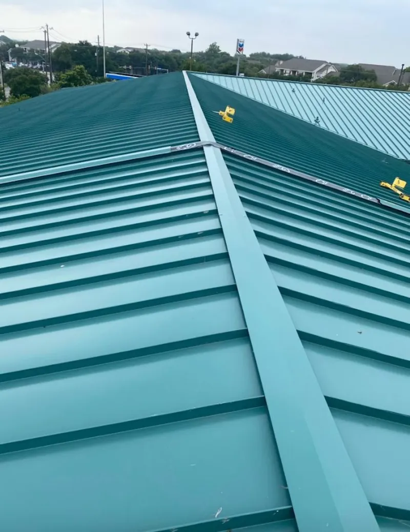 Green commercial metal roof ridge and valley for Metal Roof Repair in Marcellus